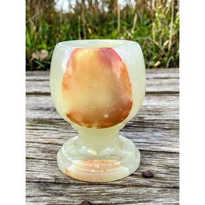 Vintage MCM Alabaster Stone Goblet Glass 4"
